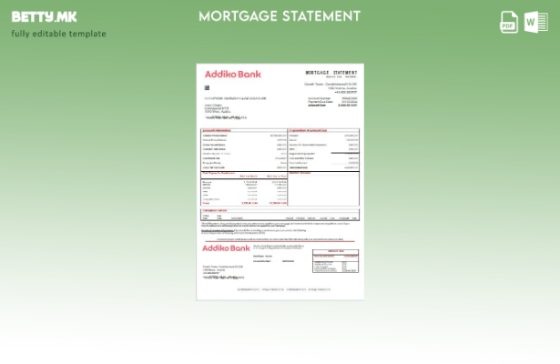 Модерен стил Шаблон за извод за хипотека од банка на Австрија Адико